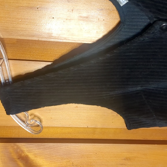 TWIK* black corduroy sleeveless button front midi dress size M pewter hardware - Picture 6 of 12